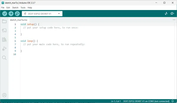 Tangkapan layar proyek ESP32