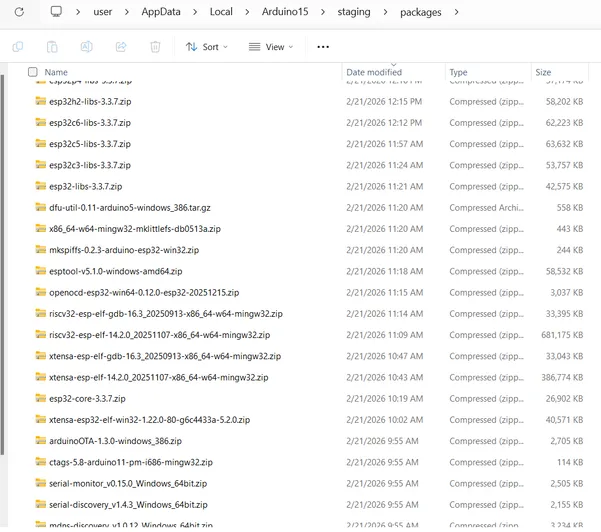 File depedency esp32