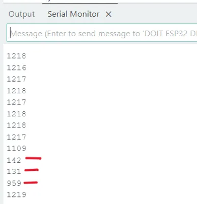 Hasil pada tab serial monitor