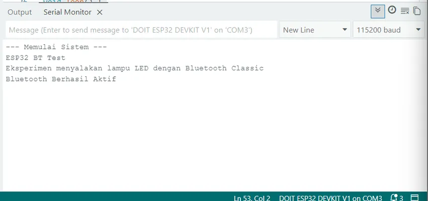 Gambar serial monitor BT sudah aktif