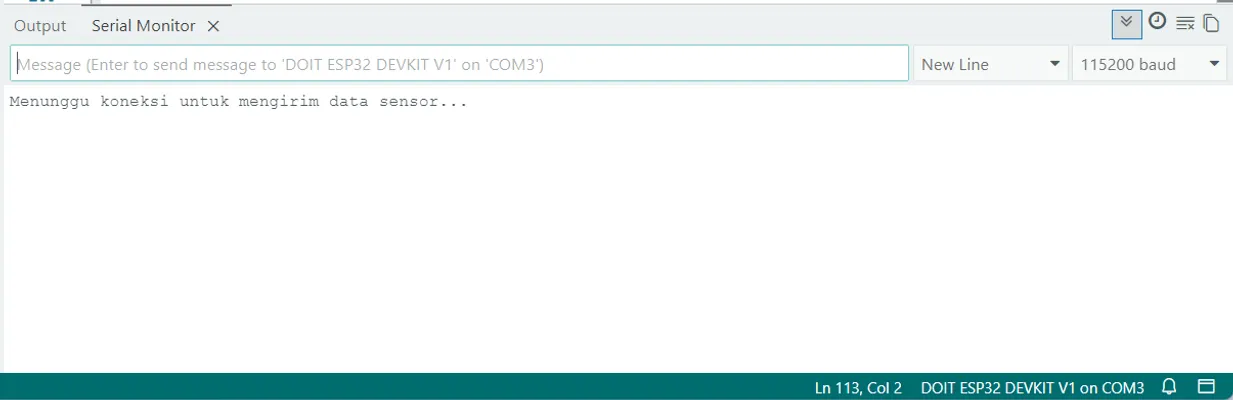 Gambar serial monitor hasil status bluetooth low energy